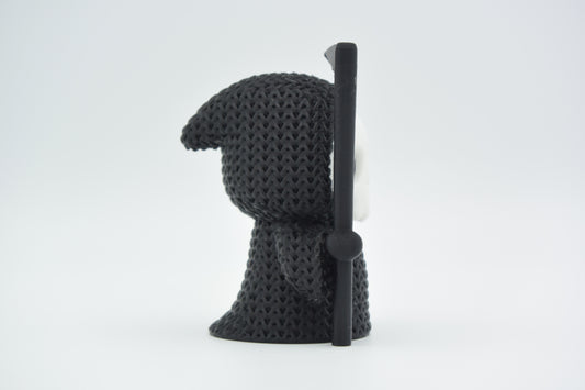 Knitted Halloween Grim Reaper Topkinz character side view