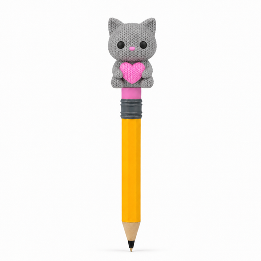 Knitted Cat With Heart - Pink Happy Heart Topkinz™ | Chibi SnapCharm™ Character