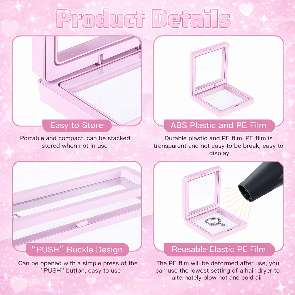 Floating Rectangular Display Case with Stand Legs – Rectangle (9 × 3.5 in)