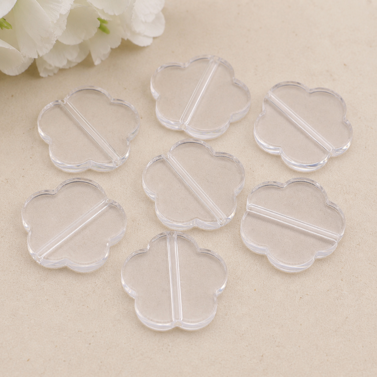 Clear 5-Petal Flower Base Beads – 32mm (10-Piece Set)