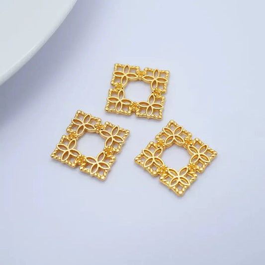 Metal Hollow Square Charms – 15mm (20-Piece Pack, Gold or Silver)