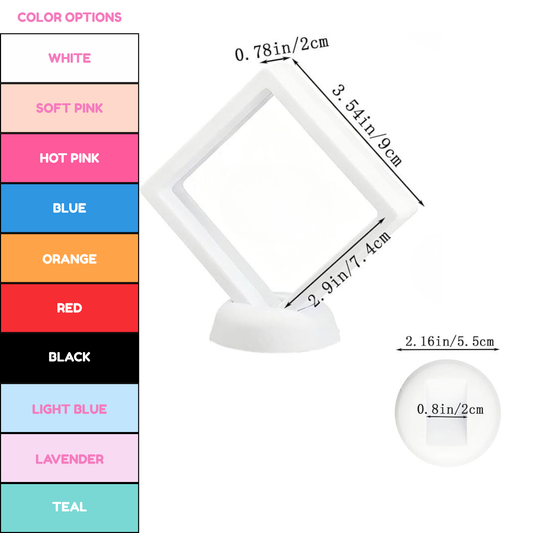 Floating Display Case with Stand – Medium Square 3.54 × 3.54 in