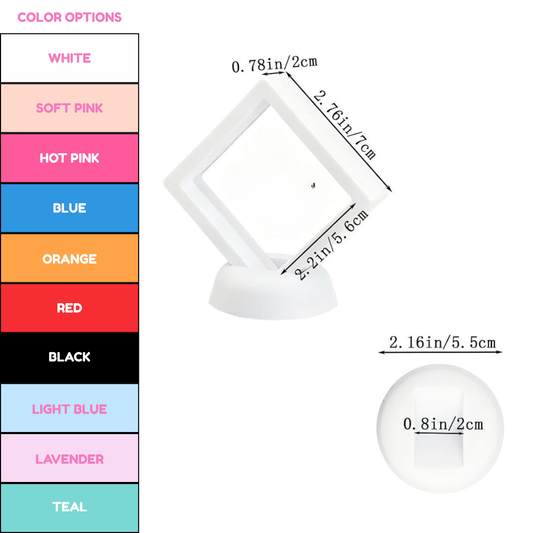 Floating Display Case with Stand – Small Square 2.76 in x 2.76 in