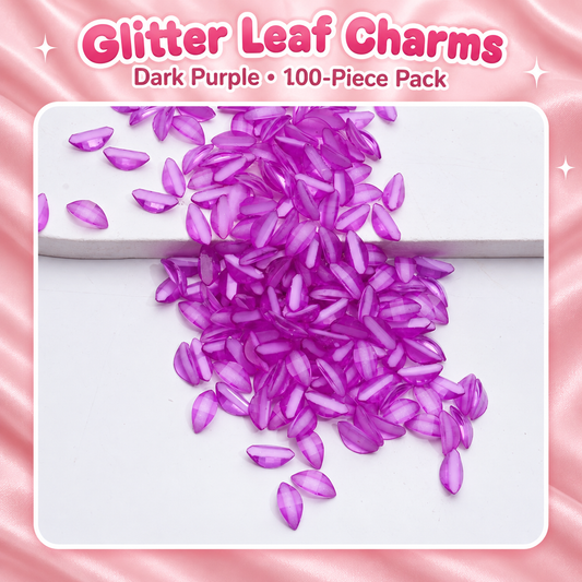 Glitter Leaf Charms, Dark Purple, 100-Piece Pack