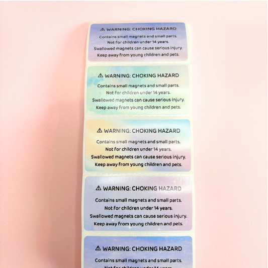 Safety Warning Labels – Choking Hazard & Magnet Labels (2.25" × 1.25", Multiple Pack Options)