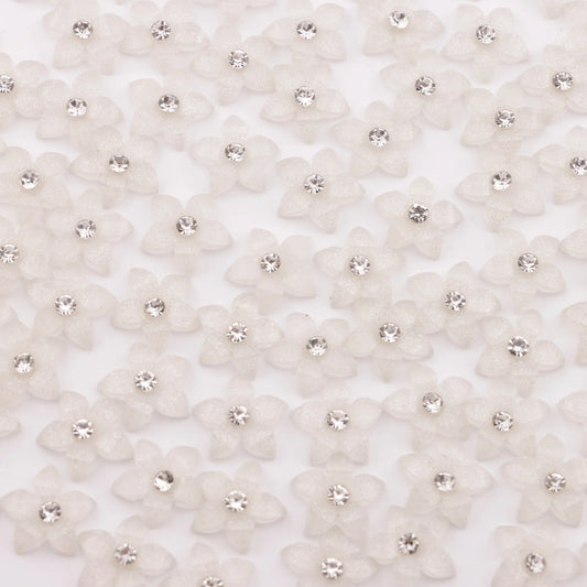 Five-Petal Flower Crystal Charms – 13mm (25-Piece Pack, 5 Colors Available)