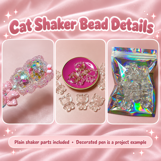 Clear Cat Shaker Base Beads – 35 × 22mm (5-Piece Set): close-up and application examples