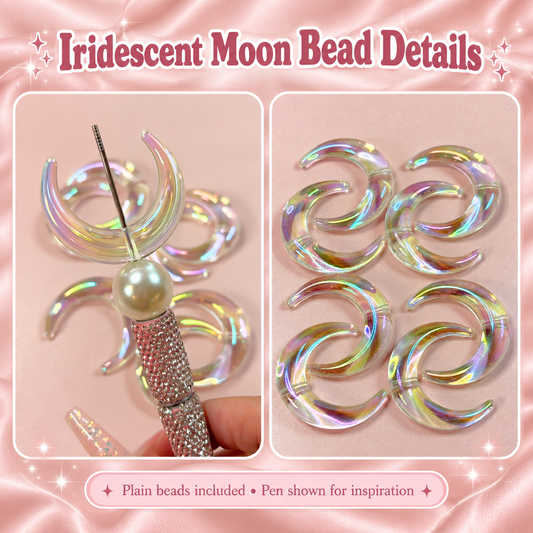 UV Coated Clear Moon Base Beads – 39 × 46mm (8-Piece Set): original product detail and project example