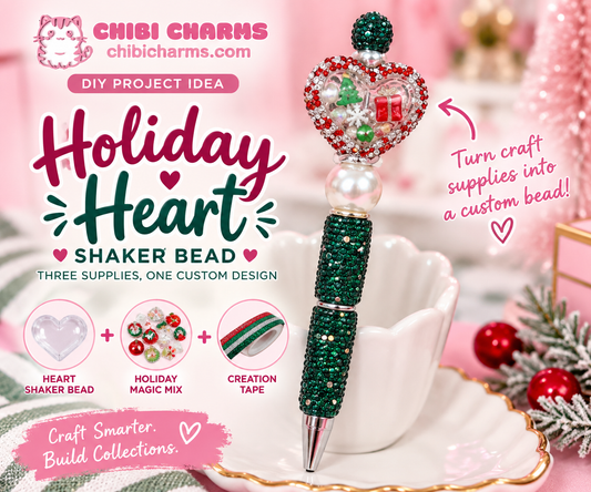 Holiday Heart Shaker Bead tutorial by Chibi Charms