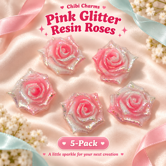 Pink glitter resin roses for the Pink Rose SnapCharm project