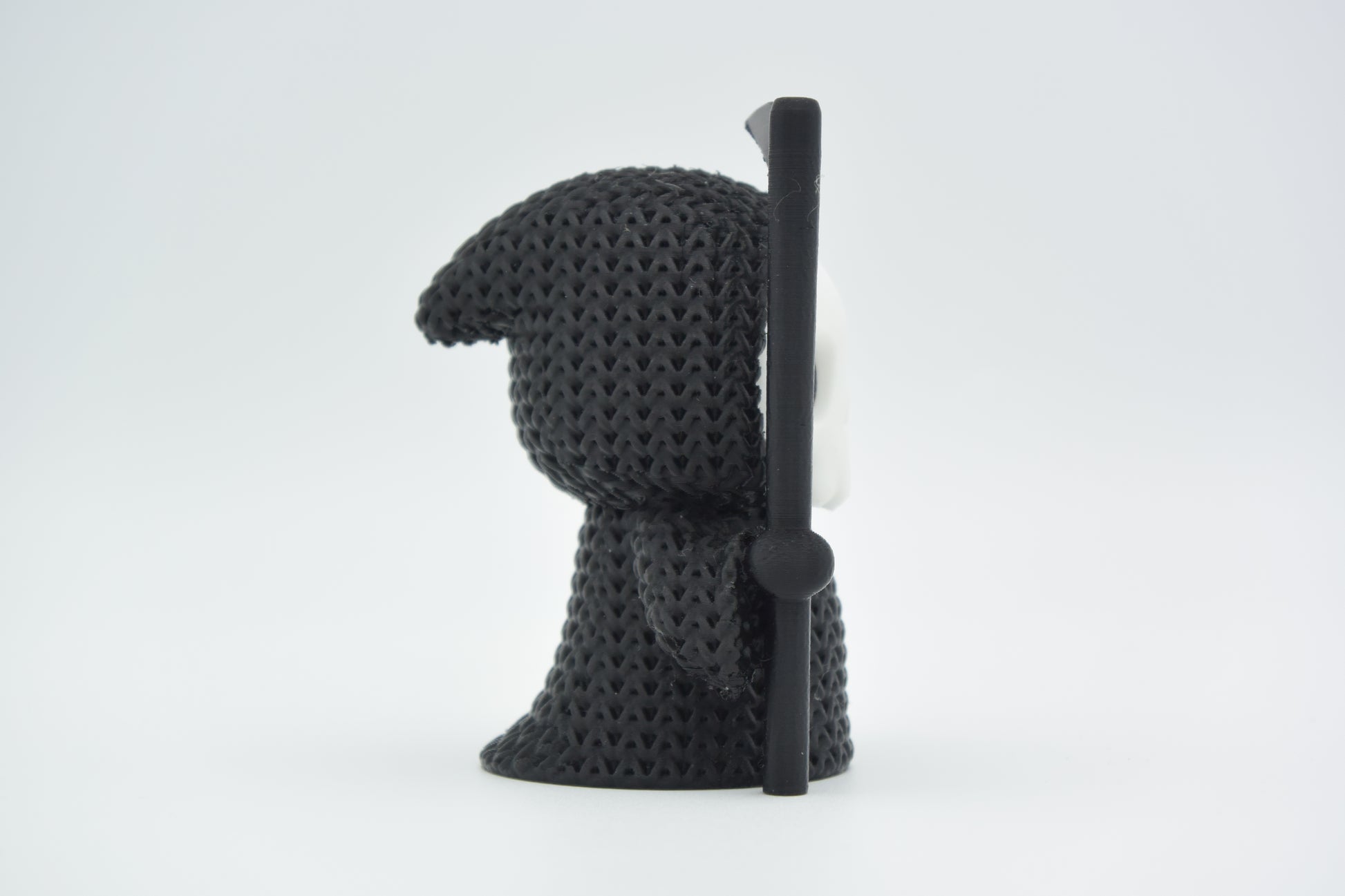Knitted Halloween Grim Reaper Topkinz character side view