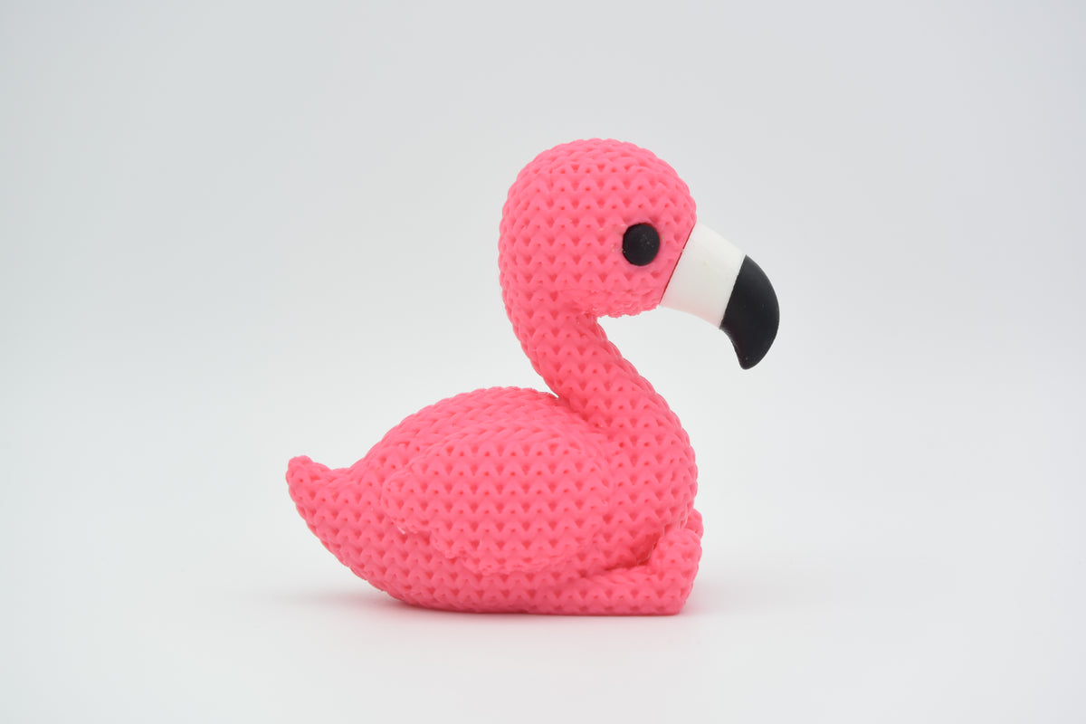Knitted Flamingo Topkinz character side view