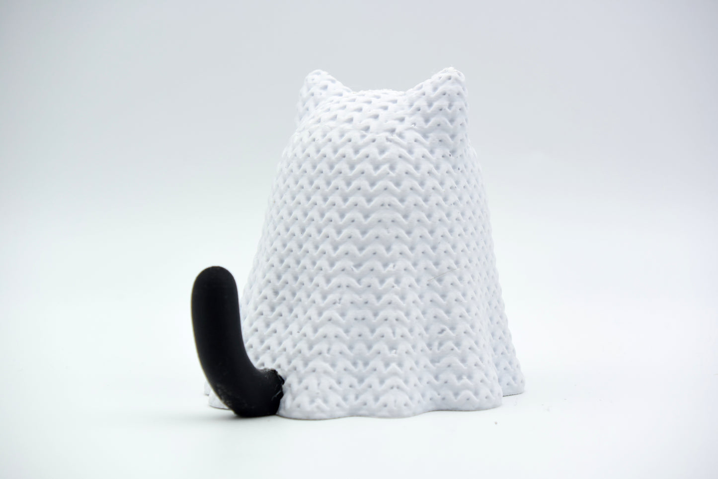 Knitted Halloween Cat Ghost Topkinz character side view