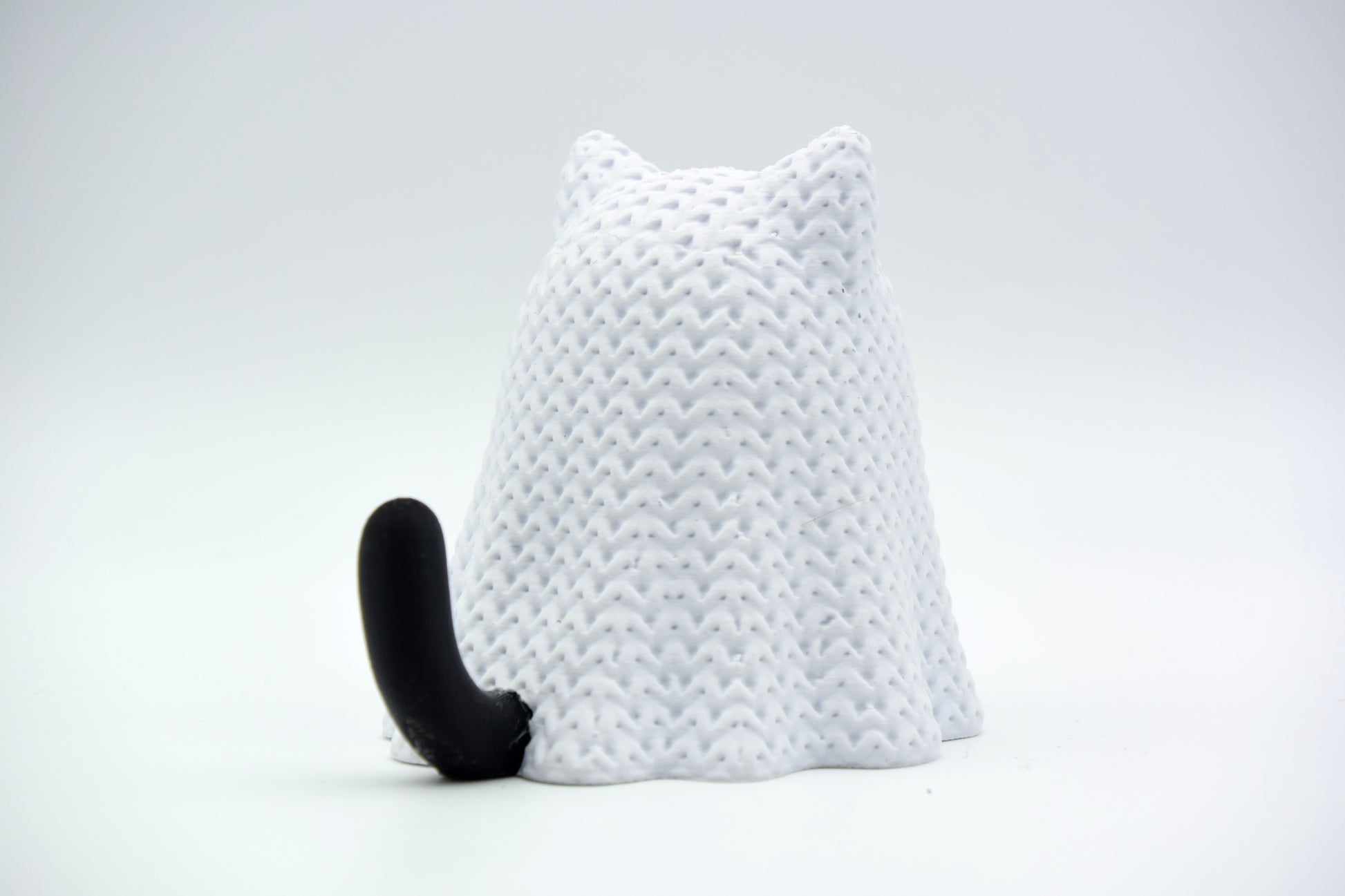 Knitted Halloween Cat Ghost Topkinz character side view