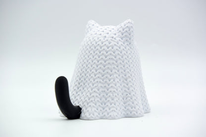 Knitted Halloween Cat Ghost Topkinz character side view