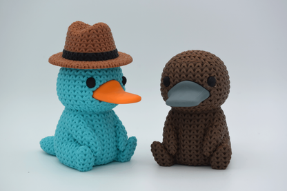 Knitted Platypus Topkinz character side view