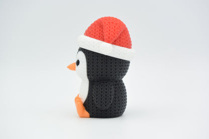 Knitted Penguin with Santa Hat Christmas Topkinz character side view