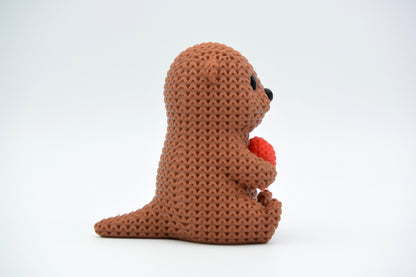 Knitted Otter With Heart - Valentine's Day Topkinz character side view