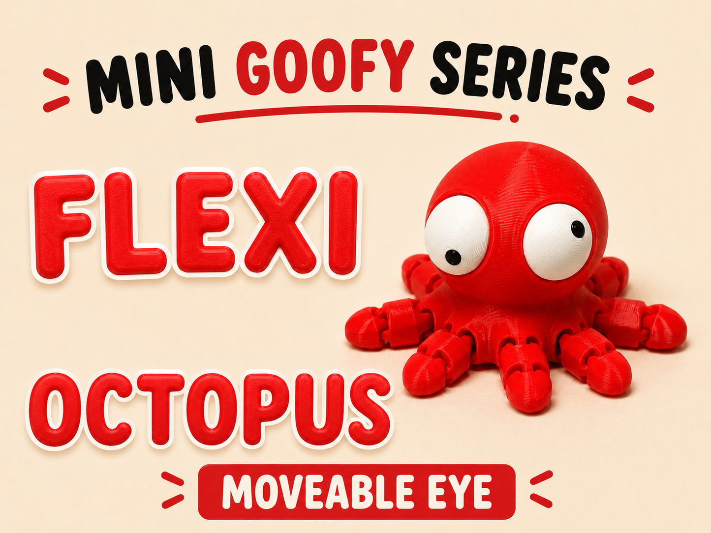 Mini Flexi Octopus Googly Eyes SnapCharm™ Character