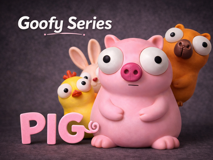 Cute Pig Googly Eyes SnapCharm™ Character