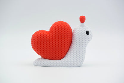 Knitted Valentine's Day Snail Topkinz character side view
