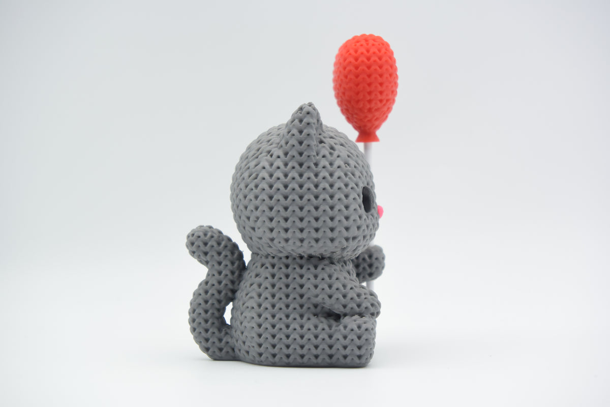 Knitted Cat With Heart Balloon - Valentine's Day Topkinz character side view