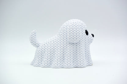 Knitted Halloween Dog Ghost Topkinz character side view