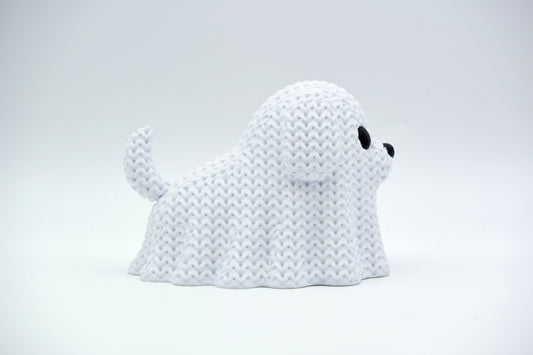 Knitted Halloween Dog Ghost Topkinz character side view