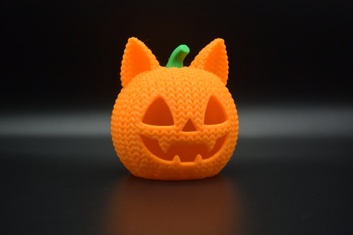 Knitted Jack-O-Lantern Cat Pumpkin Halloween Topkinz character front view