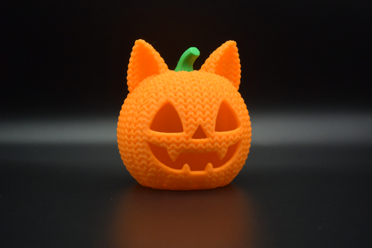Knitted Jack-O-Lantern Cat Pumpkin Halloween Topkinz character front view