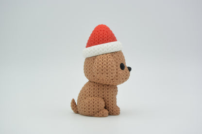 Knitted Dog with Santa Hat Christmas Topkinz character side view