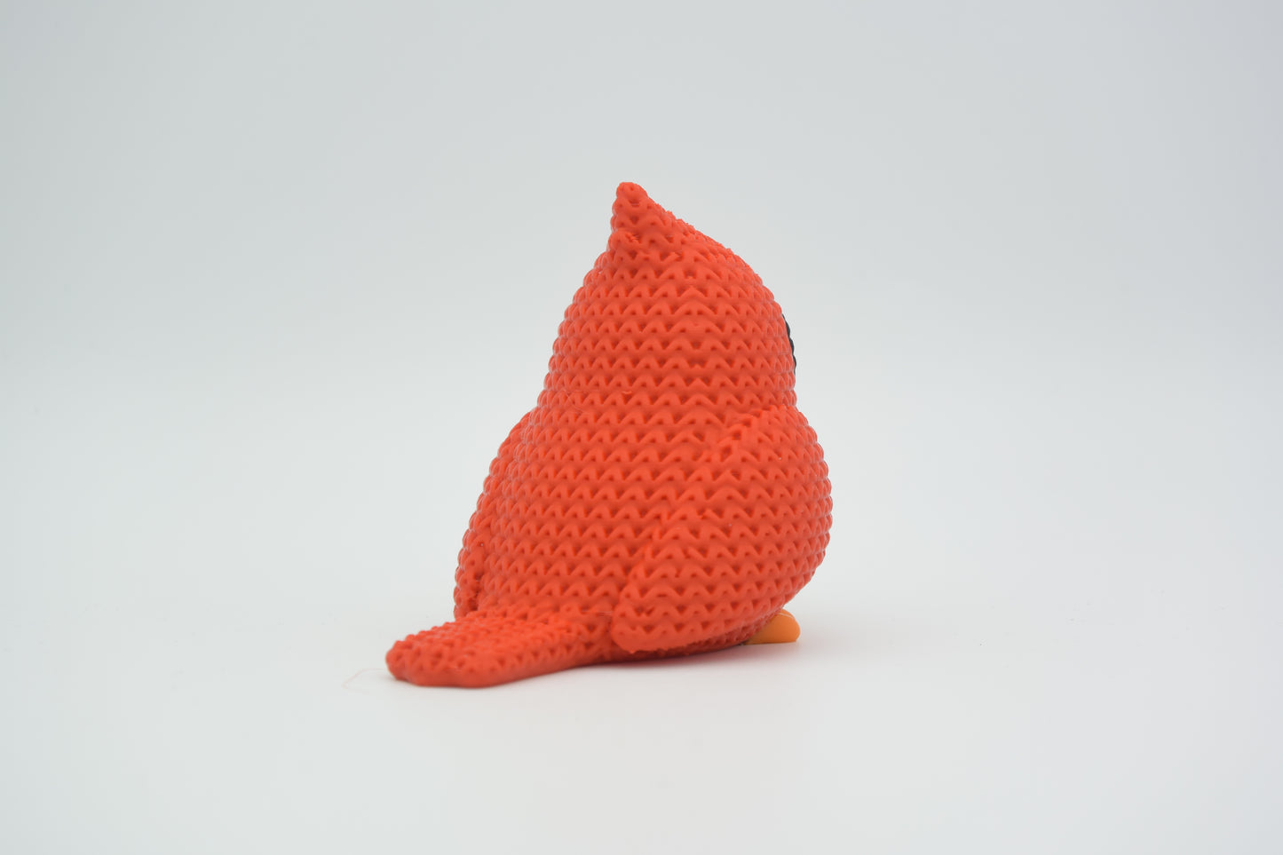 Knitted Cardinal Bird Topkinz character side view
