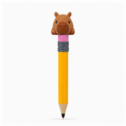 Knitted Articulated Capybara Topkinz character on jumbo pencil front view
