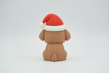 Knitted Dog with Santa Hat Christmas Topkinz character rear view