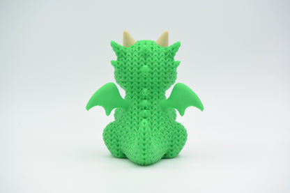 Knitted Dragon Topkinz character rear three-quarter view