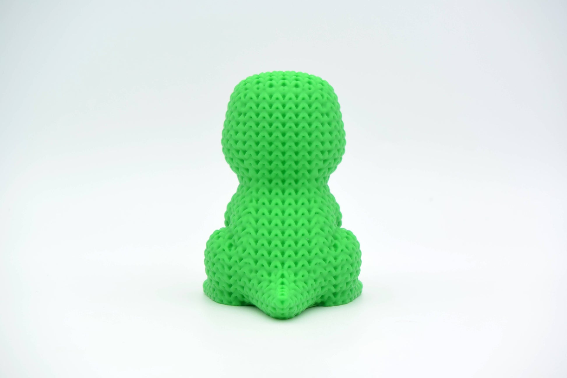 Knitted T-Rex Dinosaur Topkinz character rear three-quarter view