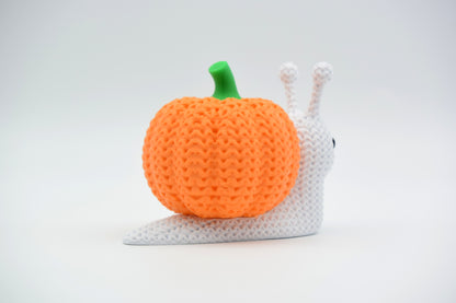 Knitted Halloween Pumpkin Snail Topkinz character rear view