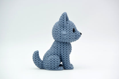 Knitted Wolf Topkinz character rear three-quarter view