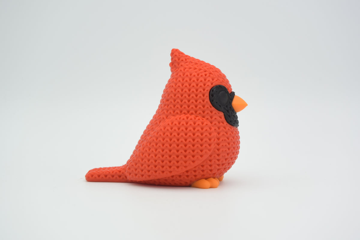 Knitted Cardinal Bird Topkinz character rear view