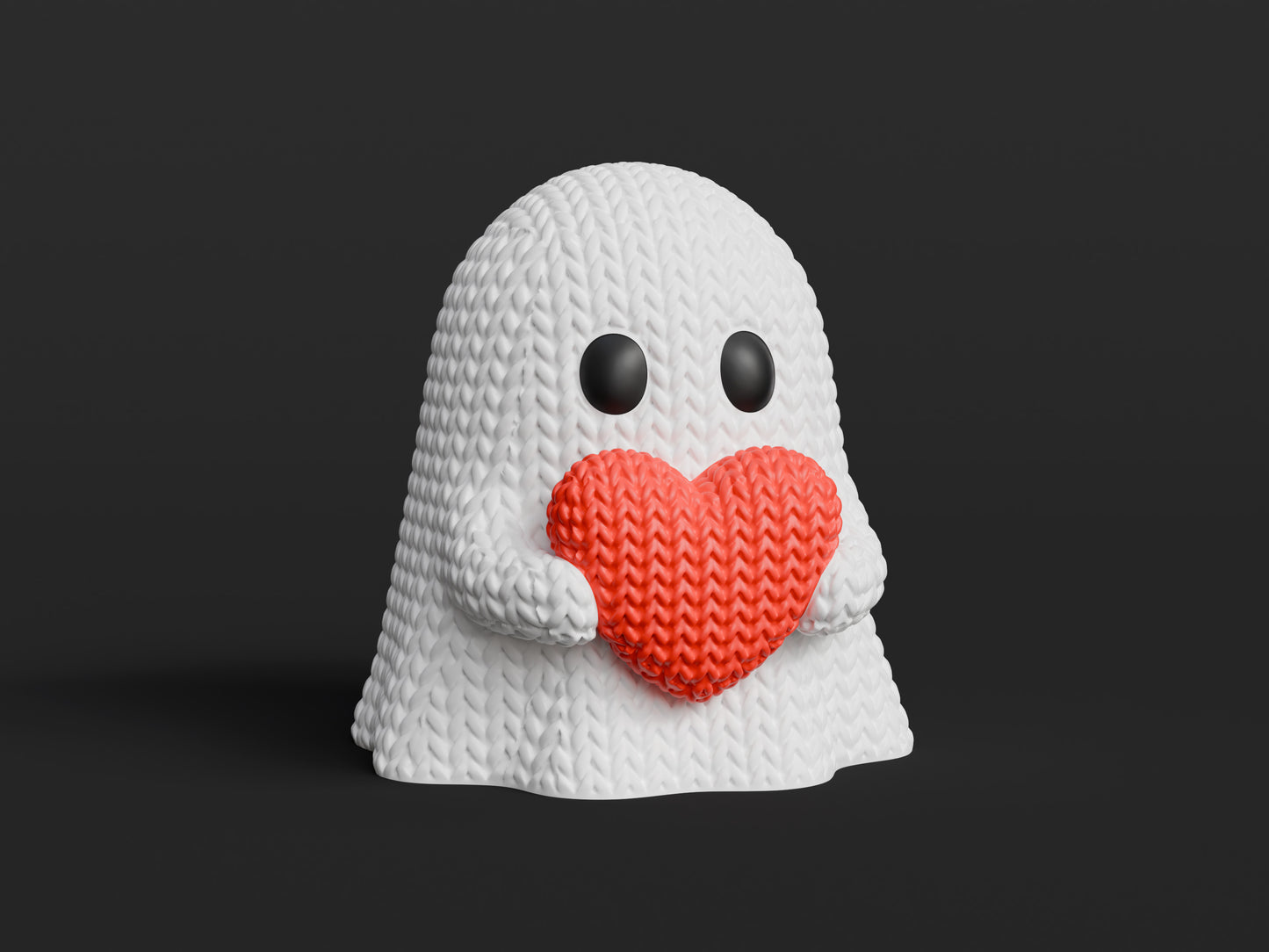 Knitted Halloween Heart Ghost Topkinz character front view
