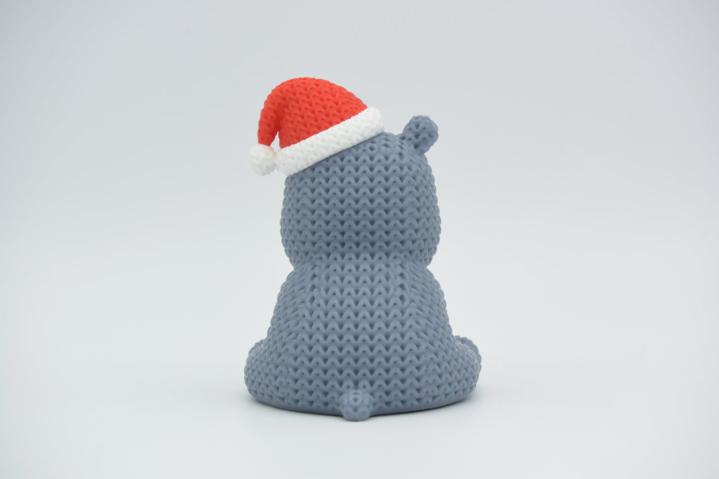 Knitted Hippo with Santa Hat Christmas Topkinz character rear view