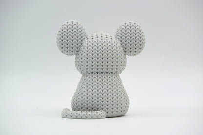 Knitted Mouse Topkinz character rear three-quarter view