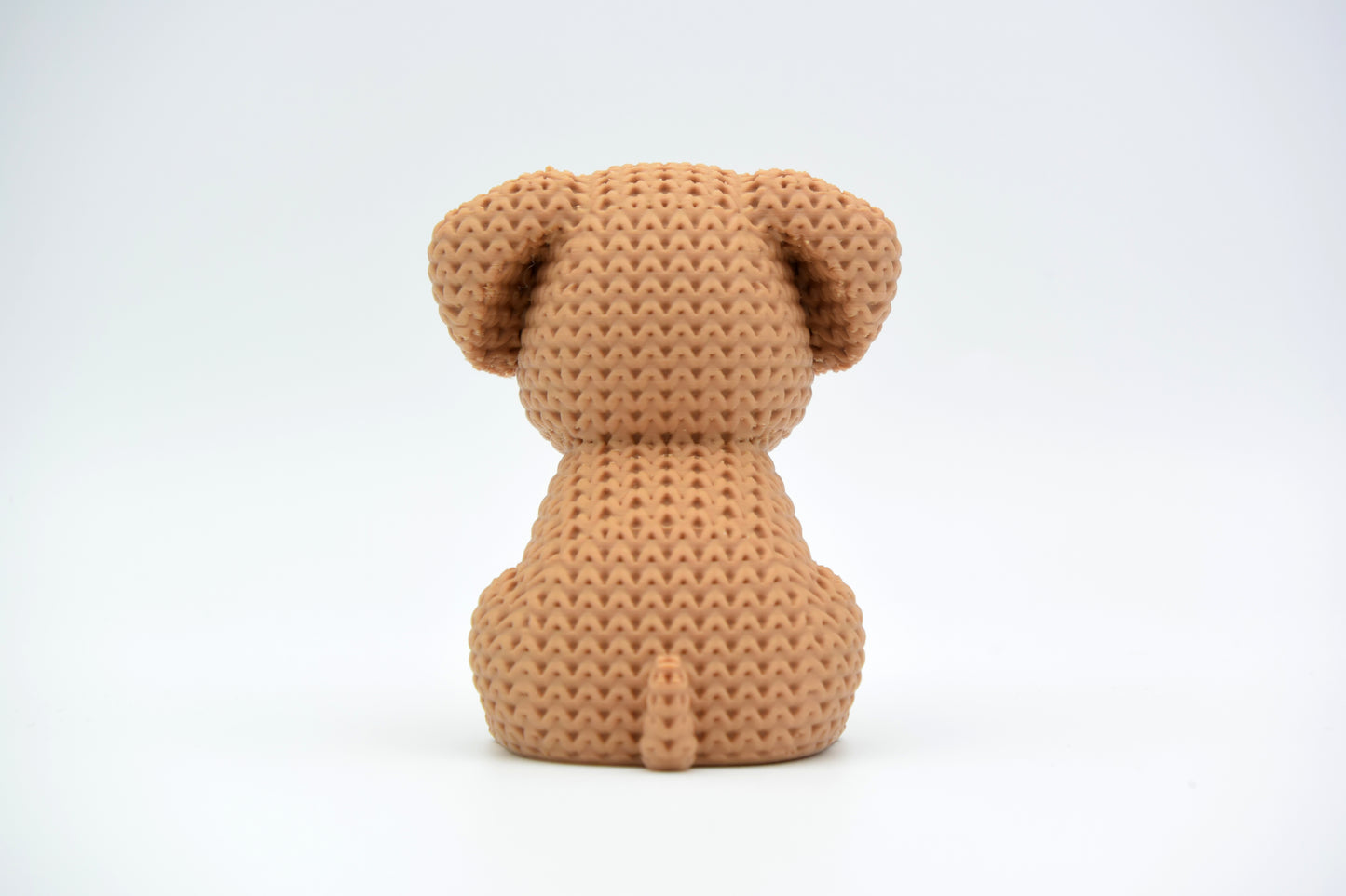 Knitted Dog Topkinz character rear three-quarter view