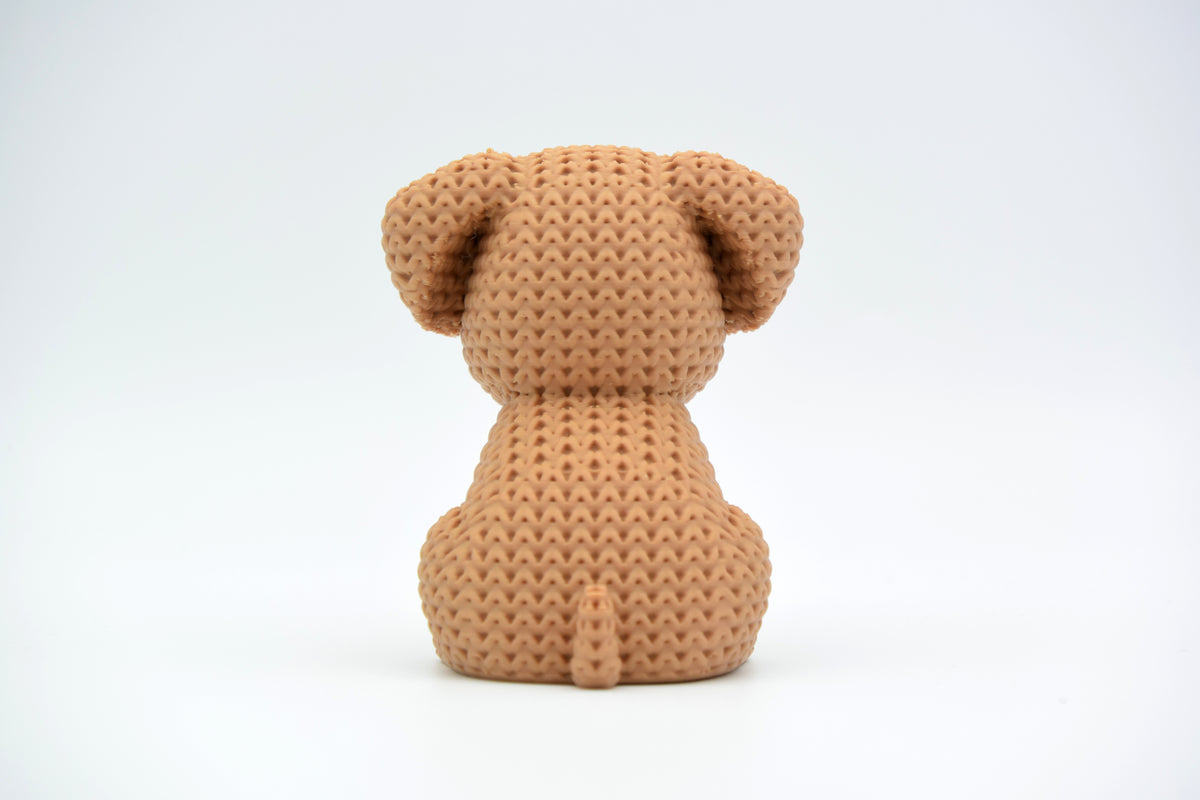 Knitted Dog Topkinz character rear three-quarter view