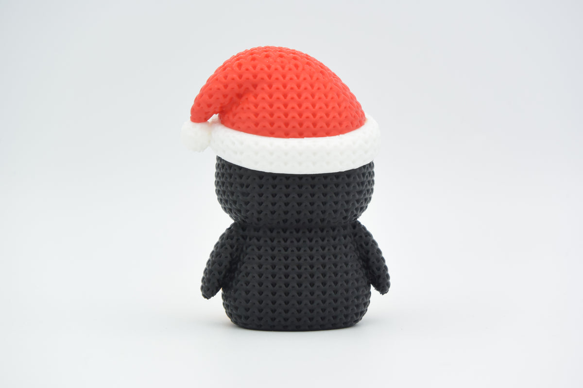 Knitted Penguin with Santa Hat Christmas Topkinz character rear view