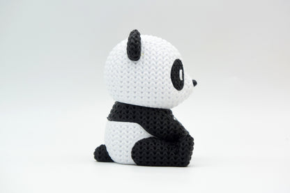 Knitted Panda Topkinz character rear three-quarter view