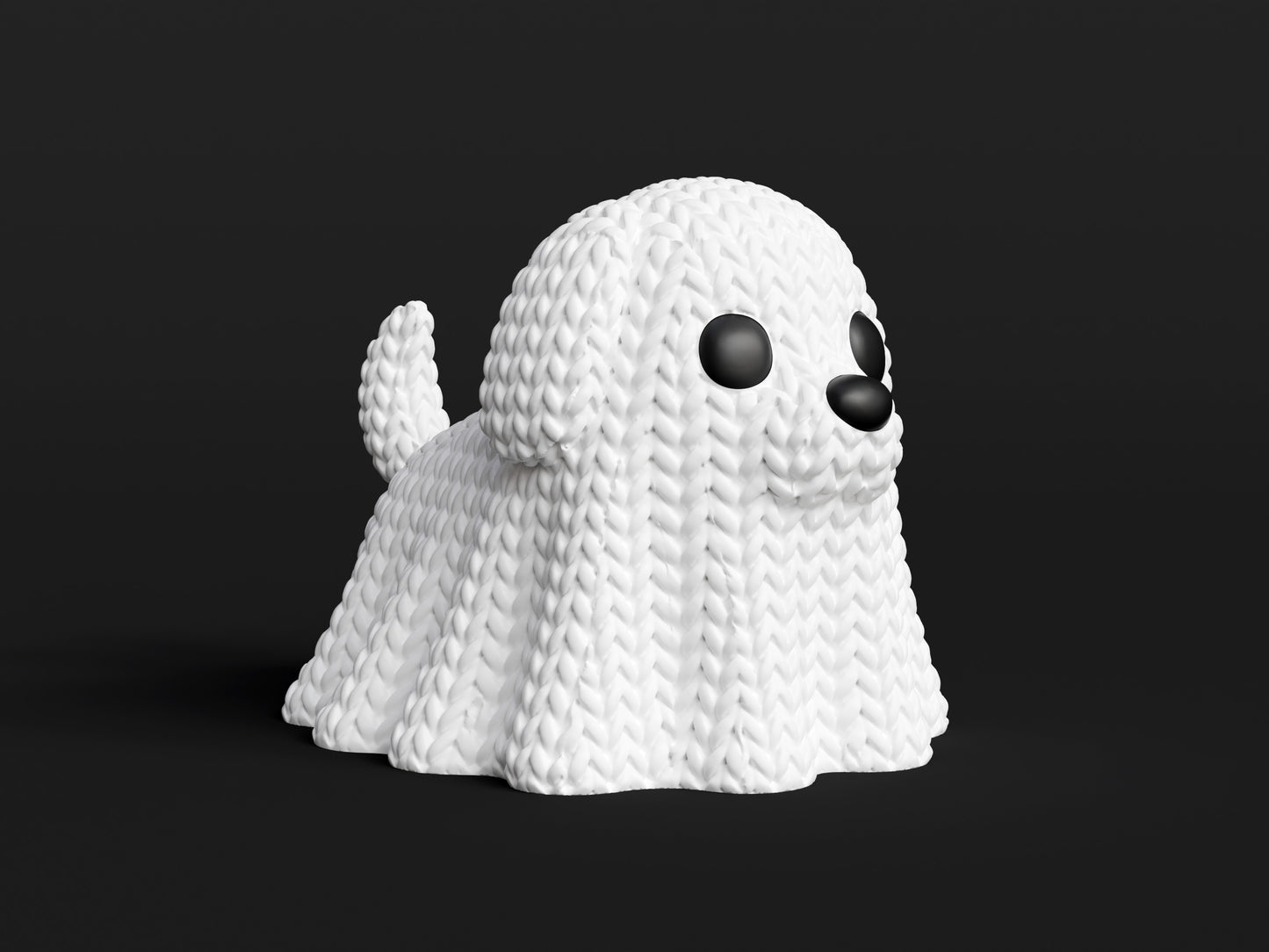 Knitted Halloween Dog Ghost Topkinz character front view