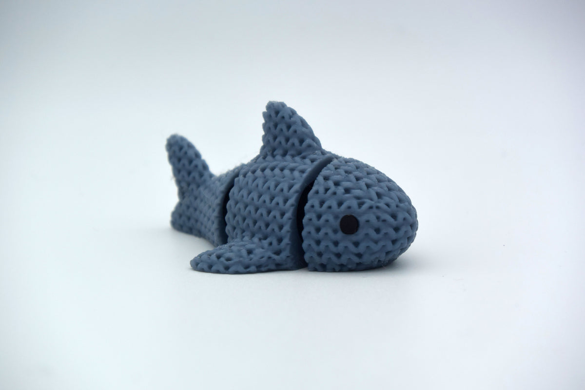 Knitted Articulated Shark Topkinz character front view