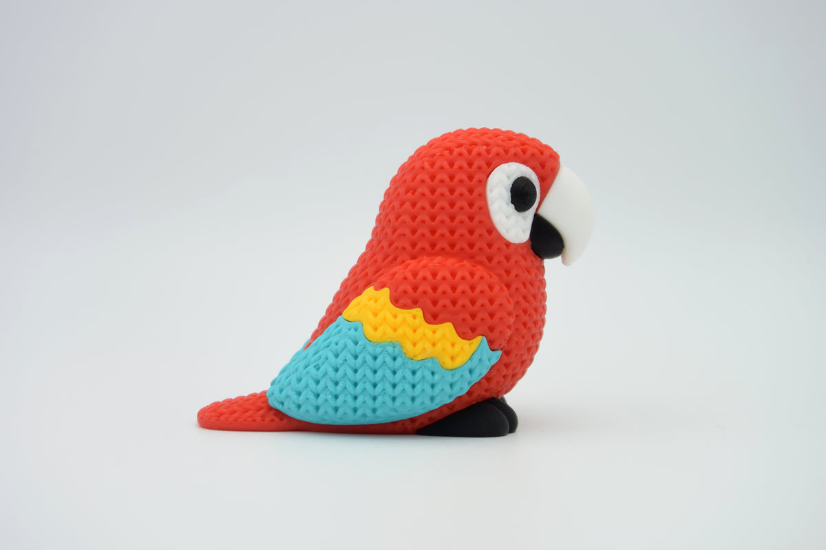 Knitted Scarlet Macaw Parrot Topkinz character rear view
