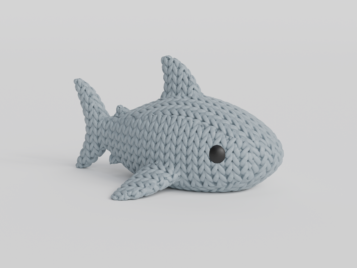Knitted Shark Topkinz character front view